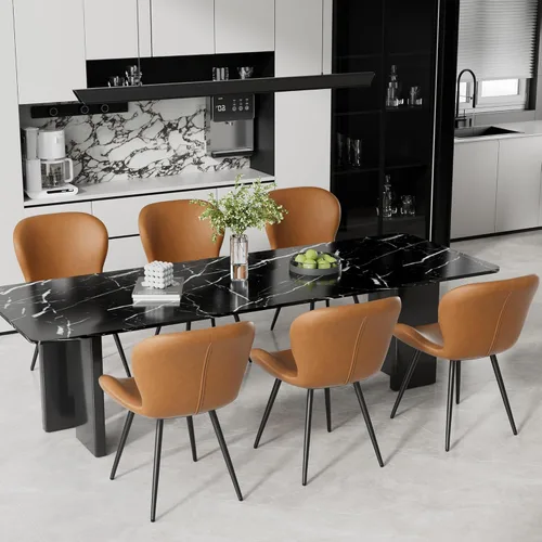 Miniatura 20 de Nalupatio Juego de 2 sillas de comedor, modernas sillas de comedor con respaldo cómodo, sillas de cocina tapizadas gruesas, 19 pulgadas de altura