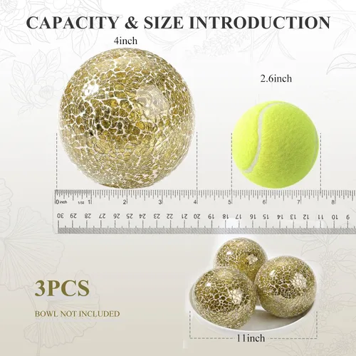 Miniatura 15 de DomeStar Juego de 3 bolas decorativas de 4 pulgadas de turquesa para cuencos, bolas de vidrio para centros de mesa, esfera de mosaico para Multicolor