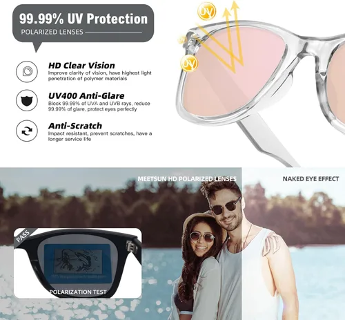 Miniatura 6 de MEETSUN Polarized Sunglasses for Women Men Classic Retro Square Frame Driving Sun Glasses UV Protection