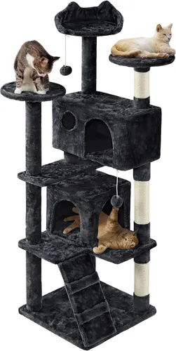 Miniatura 30 de Topeakmart Árbol para gatos de 54 pulgadas, torre para gatos con postes rascadores y percha para condominios grandes, muebles de casa con soporte