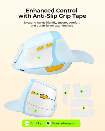 Miniatura 5 de Seenda MOE302 - Mouse ergonómico vertical con reposamanos, mouse inalámbrico recargable para aliviar el dolor de muñeca, acceso directo de Azul