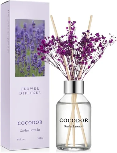Miniatura 26 de COCODOR Juego de Difusor de Varillas de Junco con Flores / 6.7 oz / Eucalipto Limón / Difusor de Aroma con Varillas Fragancia para el Hogar Difusor