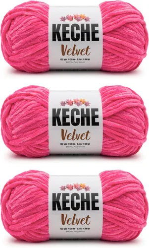 Miniatura 77 de Keche Hilo de terciopelo para ganchillo, manta de felpilla suave, voluminosa, hilo amigurumi, 3.53 oz (132 yardas), color azul bebé