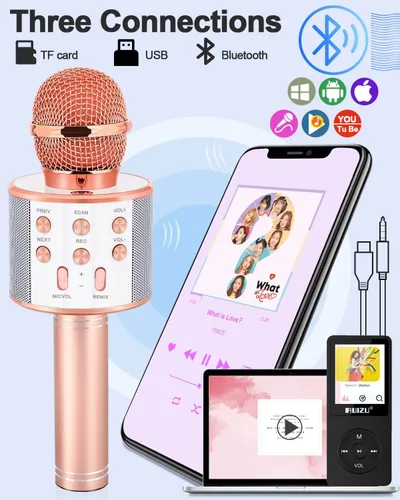 Miniatura 4 de Juguetes para niñas de 5 a 12 años, micrófono inalámbrico Bluetooth de karaoke para niños, juguetes populares para niños de 5, 6, 7, 8, 9, 10, 11