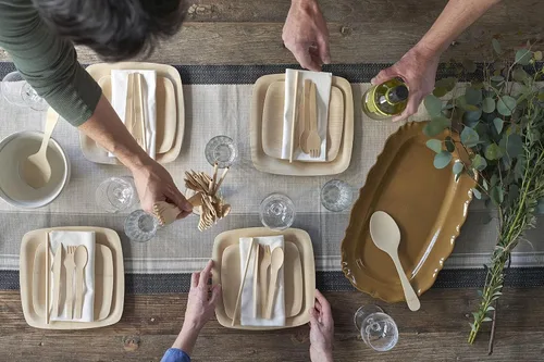 Miniatura 8 de Bambu, Platos cuadrados desechables de bambú de 11 pulgadas, orgánicos, biodegradables y ecológicos, platos para fiestas, bodas y eventos, ideales