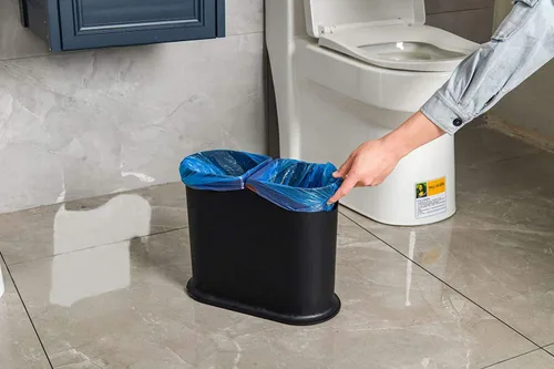 Miniatura 6 de KLGO Basurero de plástico delgado de 10 litros con tapa, canasta de basura de doble barril de 2.4 galones, contenedor de basura rectangular