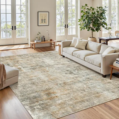 Miniatura 112 de Alfombra de pasillo Soalmost 2'6" x 10' lavable, alfombra antideslizante para cocina, baño, lavandería, alfombras vintage ultra delgadas para Beige