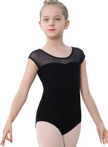 Stelle Leotardo de manga corta con lazo en la espalda para niñas, para baile, gimnasia y ballet (bebéniño pequeñoniño grande)
