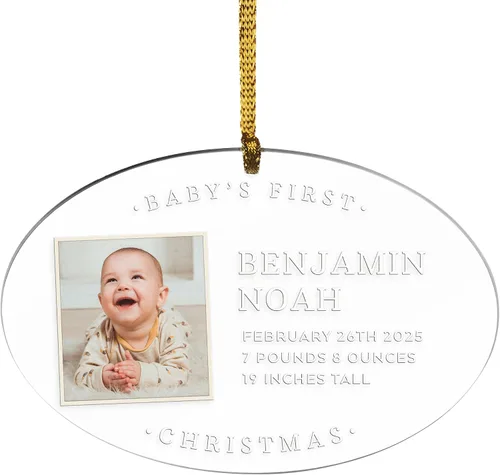 Miniatura 15 de Let's Make Memories Adorno personalizado para la primera Navidad del bebé, adorno de recuerdo 2025, mi primera Navidad, pies de bebé, corazón