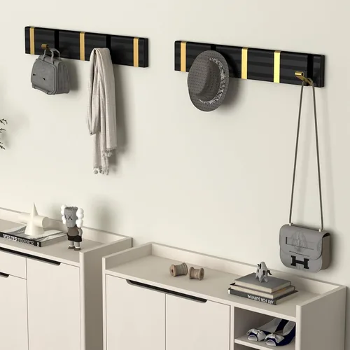 Miniatura 3 de Wisfame Ganchos para abrigos, perchero de aluminio montado en la pared, 5 ganchos plegables, resistente, ahorro de espacio, perchero de pared