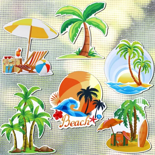 Konohan 12 piezas/6 pares de imanes de puerta de palmera, calcomanías de doble cara, protector de puerta flexible decorativo, magnético, multicolor,