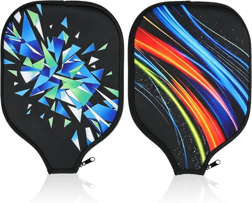 Miniatura 9 de 2 PCS Pickleball Paddle Covers, Durable Neoprene Universal 8.26 x 11.8Inch Zippered Racket Sleeve Storage Bag, Fits USAPA Standard Pickleball Negro