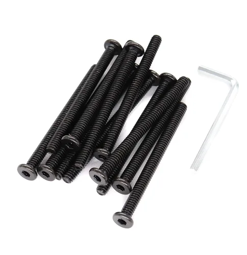 Miniatura 7 de Paquete de 10 tornillos hexagonales negros de 5/16-18 x 1 pulgada para muebles, silla, mesa, escritorio, cama de cuna, rosca completa