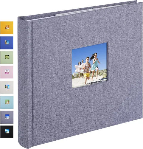 Miniatura 18 de Álbum de fotos pequeño 5x7 con capacidad para 50 fotos verticales con bolsillos de notas adhesivas, mini álbum de fotos con tapa de lino 5x7 con Gris