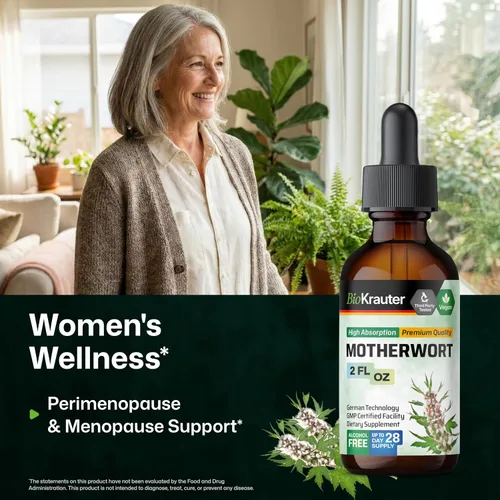 Miniatura 2 de BIO KRAUTER® Suplementos de perimenopausia y menopausia para mujeres* - Tintura vegana de agripalma de 2 onzas líquidas Suministro de 28 días