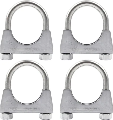Silenciador de perno en U de acero inoxidable/suspensión de abrazadera de escape (1.5 pulgadas), paquete de 4