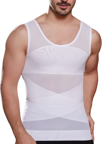 Miniatura 7 de ISUP Mens Compression Shirt Slimming Undershirt Shapewear Body Shaper Chest Compression Tummy Control Tank Top