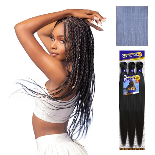 Miniatura 18 de Sensationnel Ruwa - Cabello trenzado preestirado, 3 x 48 pulgadas, repelente al agua, kanekalon, de secado rápido, sintético, sin picazón