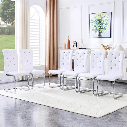 Miniatura 19 de gopop Juego de 2 sillas de comedor Juego de sillas de cocina modernas Cojín de piel sintética Patas de metal de alta resistencia Respaldo