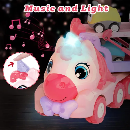 Miniatura 2 de Vehículo de camión 7 en 1 para niños pequeños de 2 a 4 años, auto de unicornio con luces y música, juguetes para niñas de 2 a 4 años, juguetes