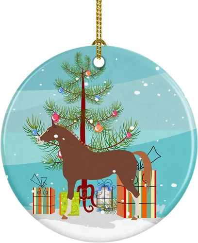 Miniatura 51 de Caroline's Treasures Adorno de cerámica de Navidad pintado o de codorniz chino, decoración colgante de árbol de Navidad verde azulado para el hogar