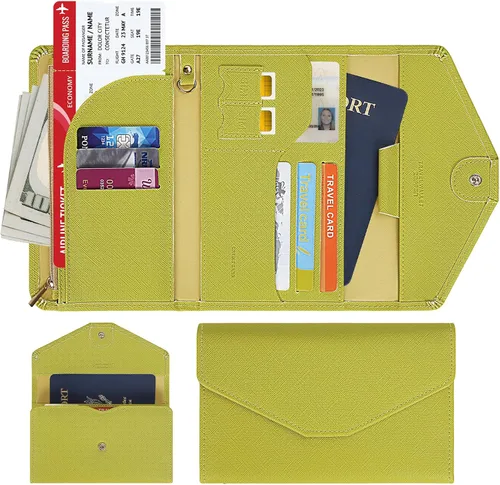 Miniatura 131 de Zoppen - Billetera de viaje con bloqueo RFID multiusos (Ver.4) Portatarjetas de pasaporte y vacunas, organizador de documentos de tres pliegues