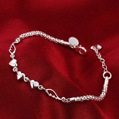Miniatura 6 de Bluelanss Pulseras para mujer, plata de ley 925 con dije de corazón y alas de amor, joyería, regalo para cumpleaños, San Valentín, Navidad