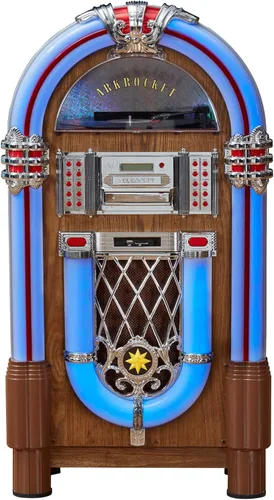 Arkrocket Jukebox reproductor de discos de vinilo de tamaño completo Bluetooth USB SD Reproductor de CD Radio Tocadiscos Retro Jukebox clásico