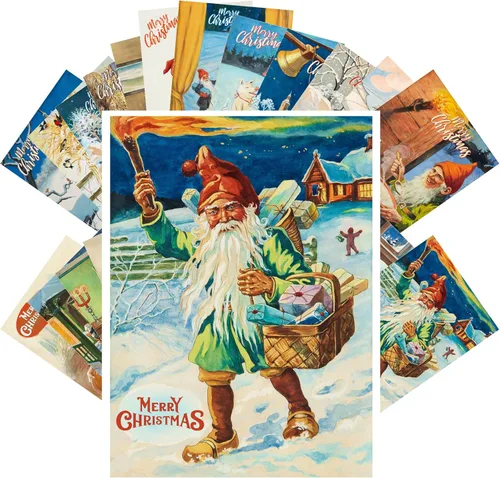 Miniatura 12 de PIXILUV Postales vintage (24 piezas de 4 x 6 pulgadas cada una) magníficos paisajes mágicos nevados postales de Navidad postales retro tarjeta