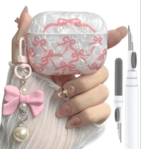 Miniatura 11 de Linda funda para Airpod de 2ª generación para diseño de lazo femenino, diseño de moda, diseño estético a prueba de golpes, funda para auriculares