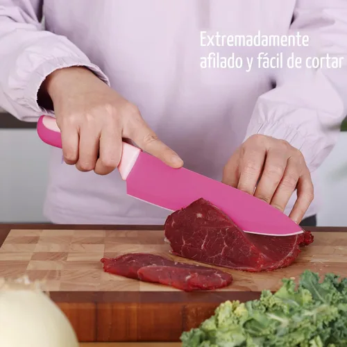 Miniatura 5 de hecef Juego de cuchillos de cocina de 15 piezas con bloque de madera con afilador integrado, apto para lavavajillas, juego de bloques de cuchillos