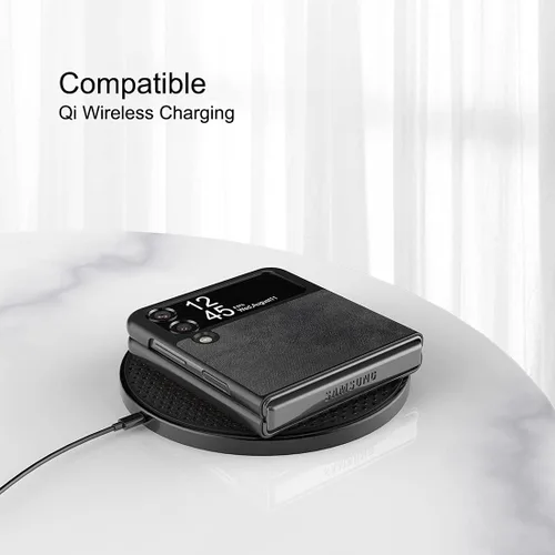 Miniatura 8 de Foluu Funda para Samsung Galaxy Z Flip 3 5G, Galaxy Z Flip 3 5G, piel sintética + carcasa de policarbonato duro ultra fina y duradera funda