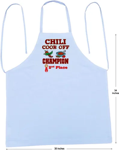 Miniatura 5 de Delantales con peto blanco Second Place Chili Cook Off Champion, Blanco