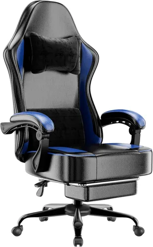 Miniatura 14 de Silla para juegos con respaldo alto de tela para computadora con cojín de resorte con bolsillos y reposapiés, silla de juego de altura ajustable