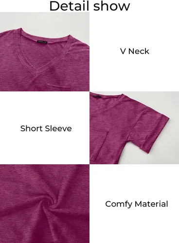 Miniatura 4 de Miholl Camiseta holgada, informal, de manga corta, con cuello en V, para mujer