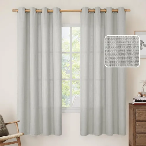 Miniatura 150 de LAMIT Cortinas de lino sintético para dormitorio, paneles filtrantes de luz, cortinas de lino con protección de privacidad con ojales para ventanas