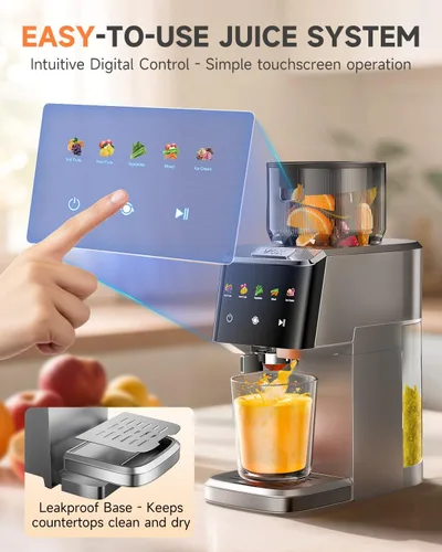 Miniatura 6 de Exprimidor de prensa en frío con canal de alimentación grande de 5.12 pulgadas, tecnología de masticación lenta para retención de nutrientes, motor