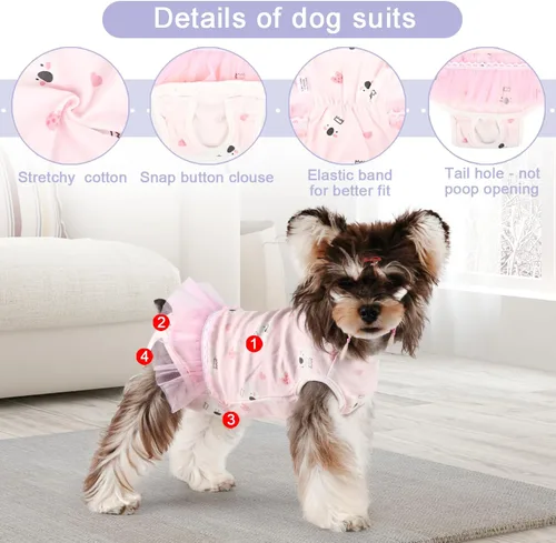 Miniatura 3 de Etdane Pañales para perros, bragas sanitarias para el período fisiológico, trajes de recuperación quirúrgica para perros machos y hembras, koala