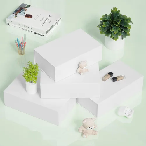 Miniatura 7 de RYDDOY Caja de Regalo Blanca, 9.5x6x3'' Cajas de Regalo para Regalos con Tapas Cierre Magnético Rectangular Plegable para Caja de Propuesta de Dama