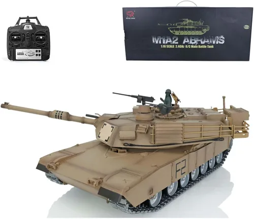 Miniatura 7 de Heng Long US en stock, RC Tank 1/16 7.0 Abrams RTR RC Tank 3918 360° Torreta Barril Recoil Metal Track Unidad de fumar Tanque de batalla Vehículos