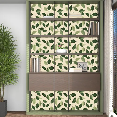 Miniatura 6 de Papel tapiz de hojas para despegar y pegar, papel de contacto con hojas de plantas verde oliva/beige, papel de pared botánico vintage, autoadhesivo