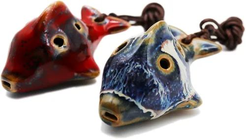 6 agujeros, Ocarina en forma de pez, Ocarina Alto C, Ocarinas de cerámica en Do mayor, instrumento de 2 piezas, cerámica roja y azul, decoración