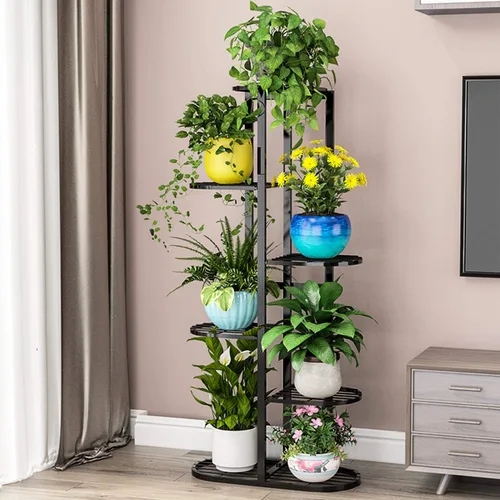 Miniatura 5 de Moutik - Soporte vertical para macetas de jardín, 6 niveles para 7 macetas, estantería múltiple para plantas