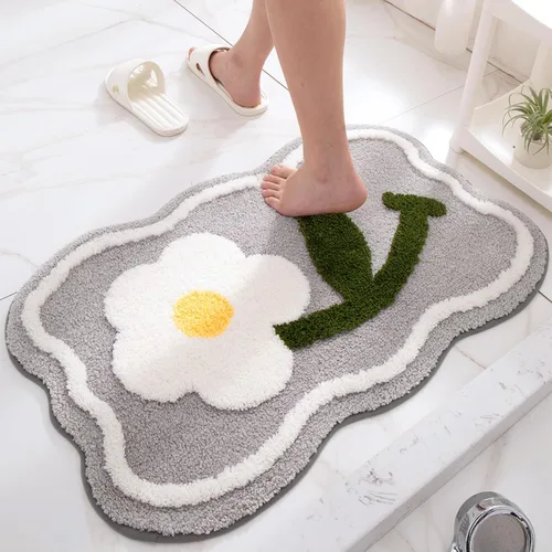 Miniatura 11 de PTAEXCEL Bonita alfombra de baño, 32 x 20 pulgadas, extra suave, color rosa, alfombra de área de flores de alta absorción, antideslizante, lavable a