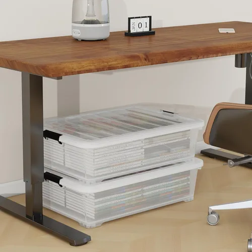 Miniatura 6 de Contenedor de almacenamiento de plástico de 50 cuartos de galón, paquete de 4 cajas de almacenamiento grandes con cierre transparente con ruedas