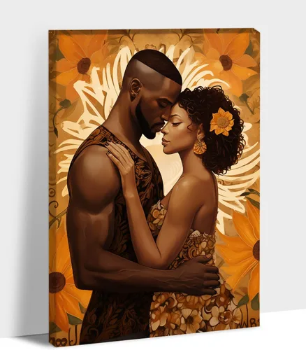 Miniatura 115 de Arte de pared afroamericano, decoración de rey y reina bailarín negro para sala de estar, arte de pareja de amor negro para dormitorio, lienzo