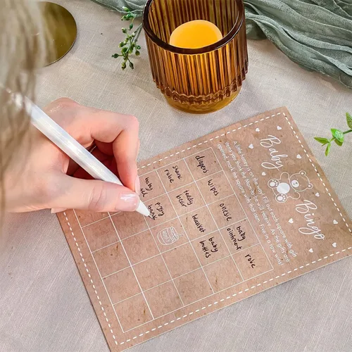 Miniatura 5 de Kate Aspen Rifa de pañales de oso Kraft, bingo y bricolaje para baby shower, juego de rascar (juego de 50), decoraciones de género neutro para baby