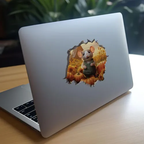 Miniatura 8 de Calcomanía de pared 3D con parche de calabaza con agujero de ratón