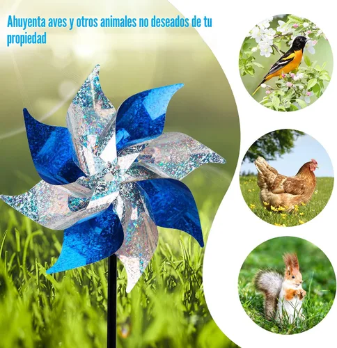 Miniatura 5 de Hausse Paquete de 10 Molinillos Reflectantes, Molinillo Extra Brillante, Dispositivos Repelentes de Aves para Ahuyentar a los Pájaros del Patio