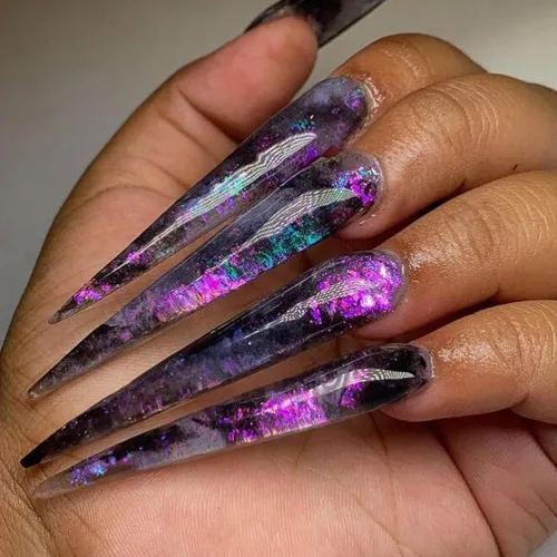 Miniatura 3 de Arte de uñas holográfico de ópalo con purpurina en polvo, pigmento iridiscente, cristal de hielo, paillettes de sirena, lentejuelas brillantes
